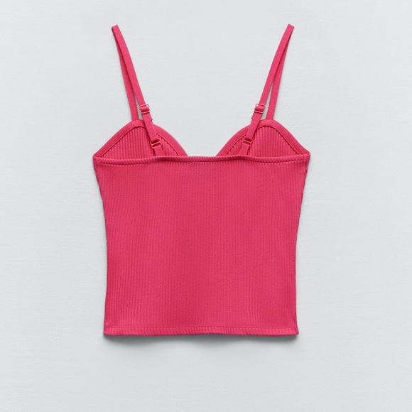 Zara Sweetheart Pink Ribbed Tank - Picture 3 of 5